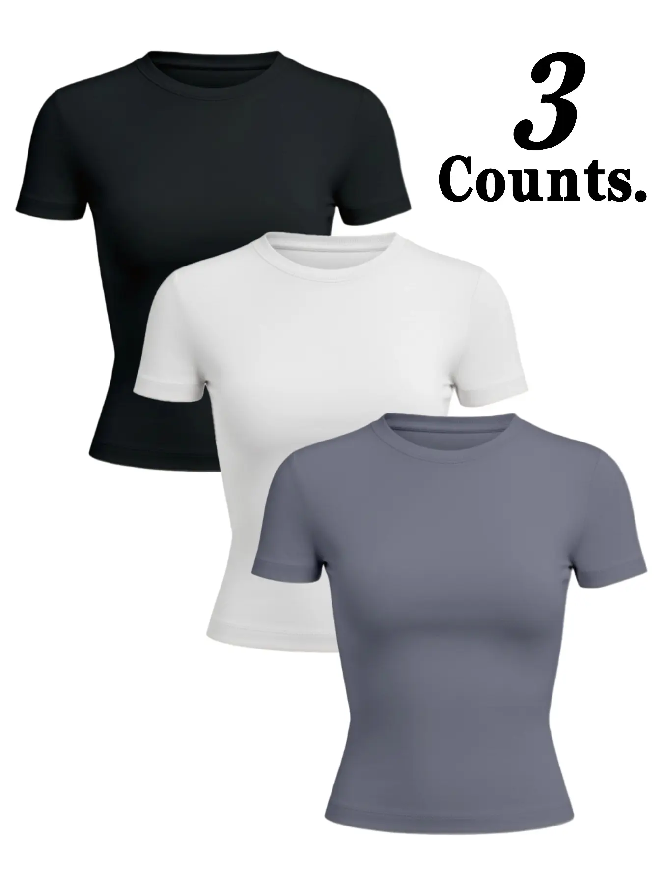 Women's Round Neck Sporty Casual Short Sleeve, Fitness T Shirt, Outdoor Running Gym Yoga Inner Layer, High Stretch Sweat-Wicking Quick Dry