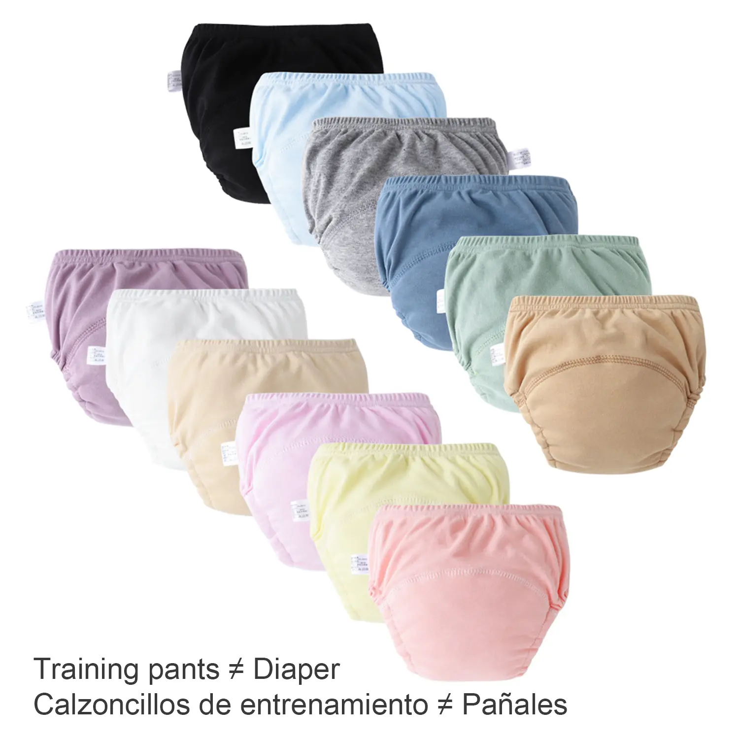 Boys & Girls Plain Solid Soft Cotton Briefs Pack, 6-Pack Waterproof Diaper Training Pants for Toddler Potty Training, Breathable Underwear