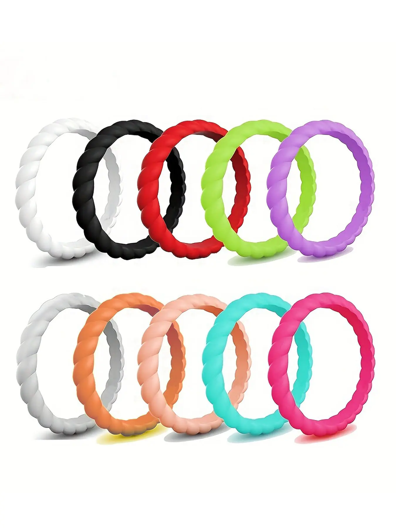 Women's Silicone Wedding Ring Set, Stackable Rings, Soft Active Sport Style Design, Low Allergy, Ideal for Cycling Travel Running Yoga, Stackable Finger Rings, Hypoallergenic Ring