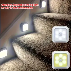 1pc LED Motion Sensor Stair Wall Light, Nightlight For Bedroom, Battery-Powered Wireless Night Light for Under Cabinet, Hallway, Stairs, Closet, Indoor Use, ≤36V, IP44, (Batteries Not Included), Only Lights Up in the Darkness