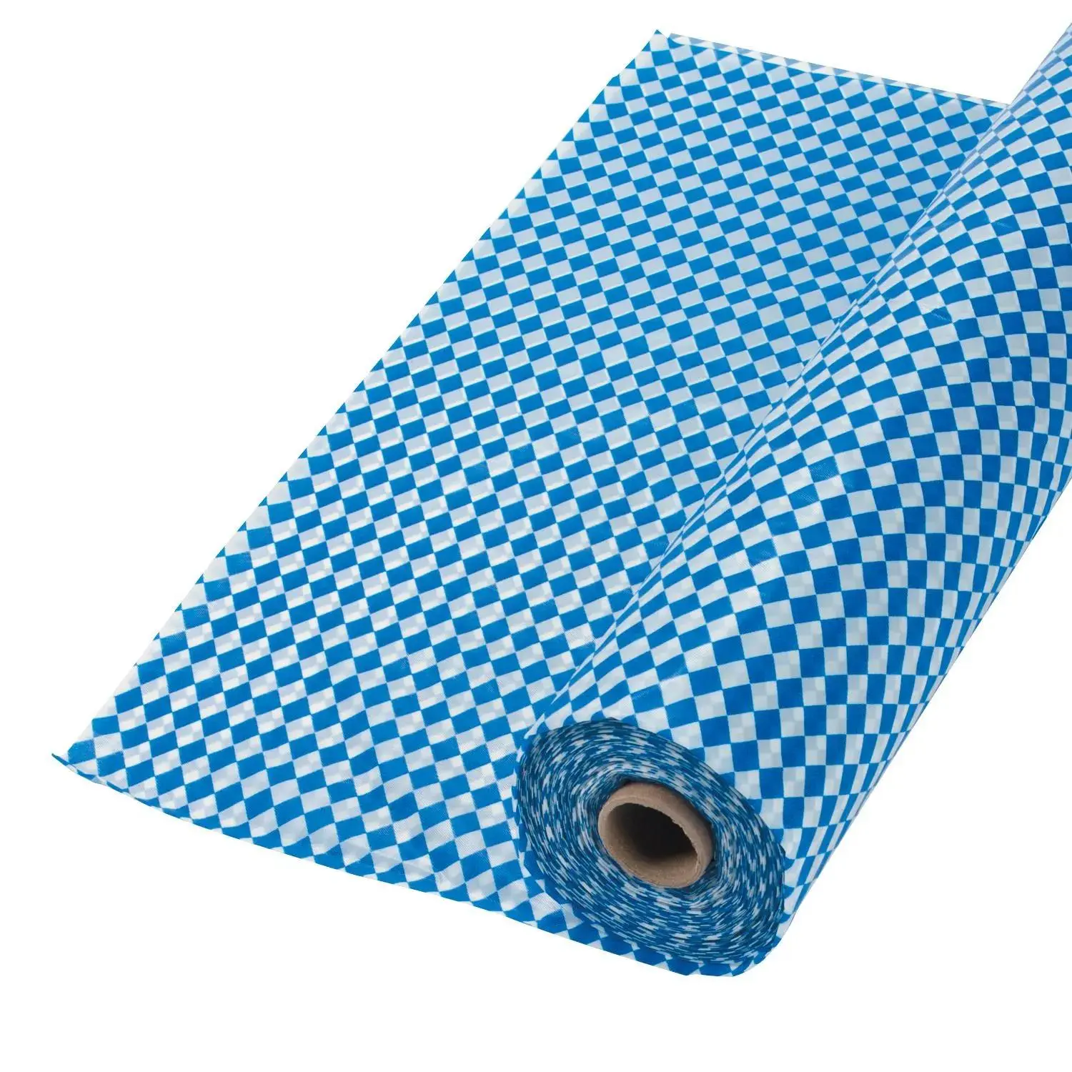 40" x 100 ft. Blue & White Argyle Plastic Tablecloth Roll