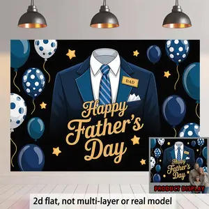 Happy Father’s Day & Dad Celebration Backdrop – Suit Balloon Theme Tapestry, Wall Hanging, Photography Background, Polyester HD Print, Living Room, Office, Party Decor