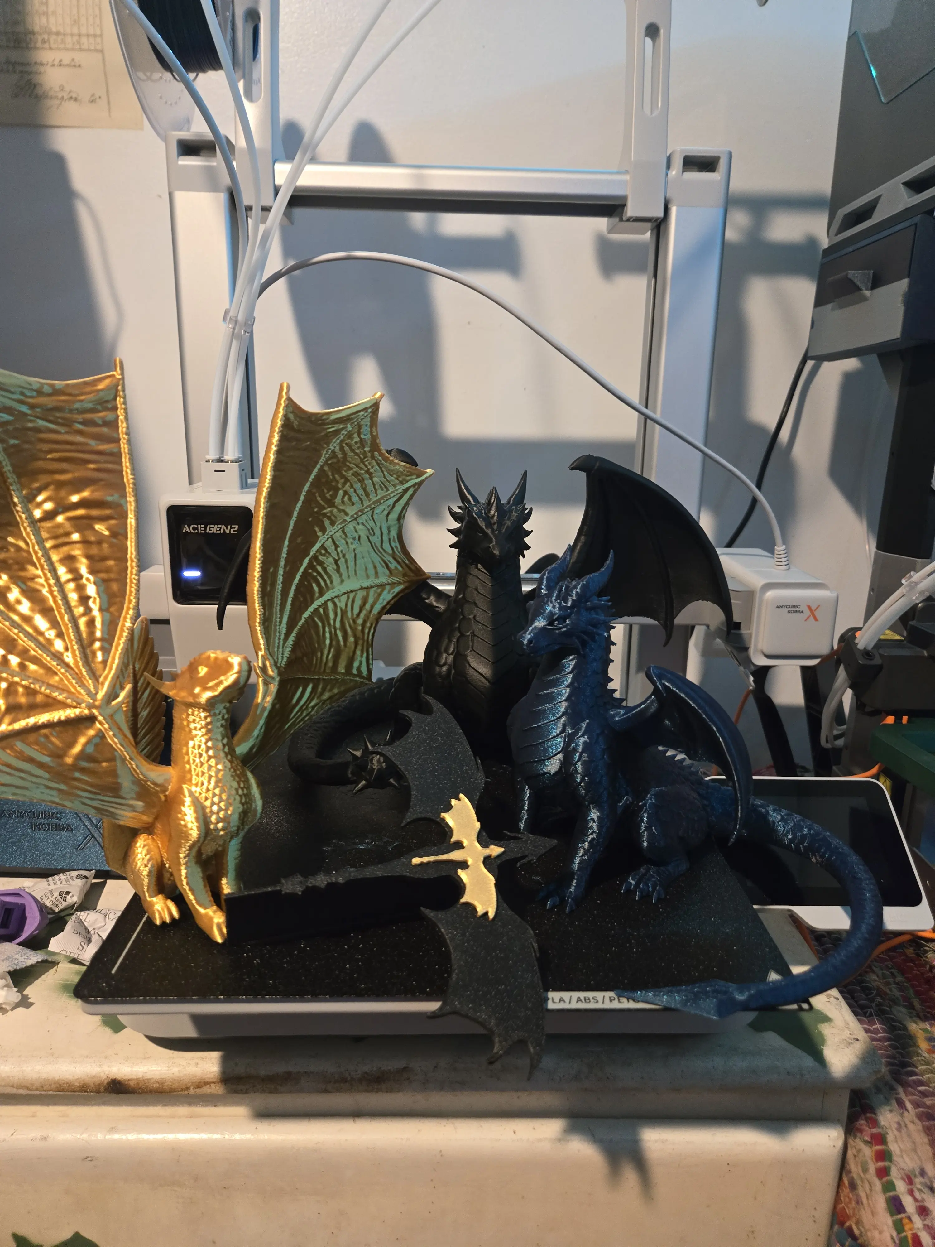 Dragon Reader Set - Includes Gold and Blue Dragon Figurines with Detailed Wings and Tail for Collectors
