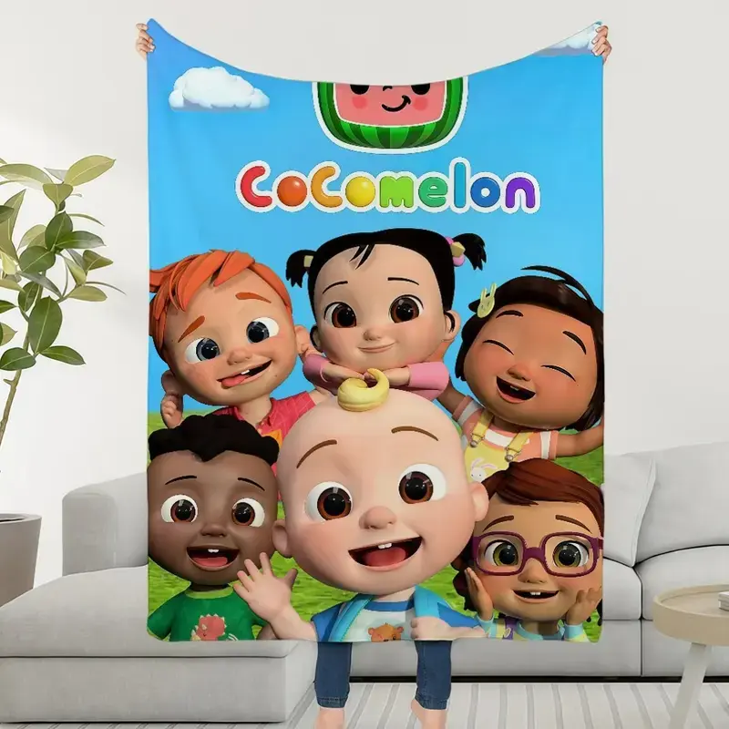 C-CoCo-melonS-ES Throw Blanket, Cute Baby Cartoon Flannel Print for Kids Bed and Living Room Sofa, Cozy Child Room Bedding for Nap Time and Reading, Colorful Birthday Present for Toddlers, Children and Family Home Decor