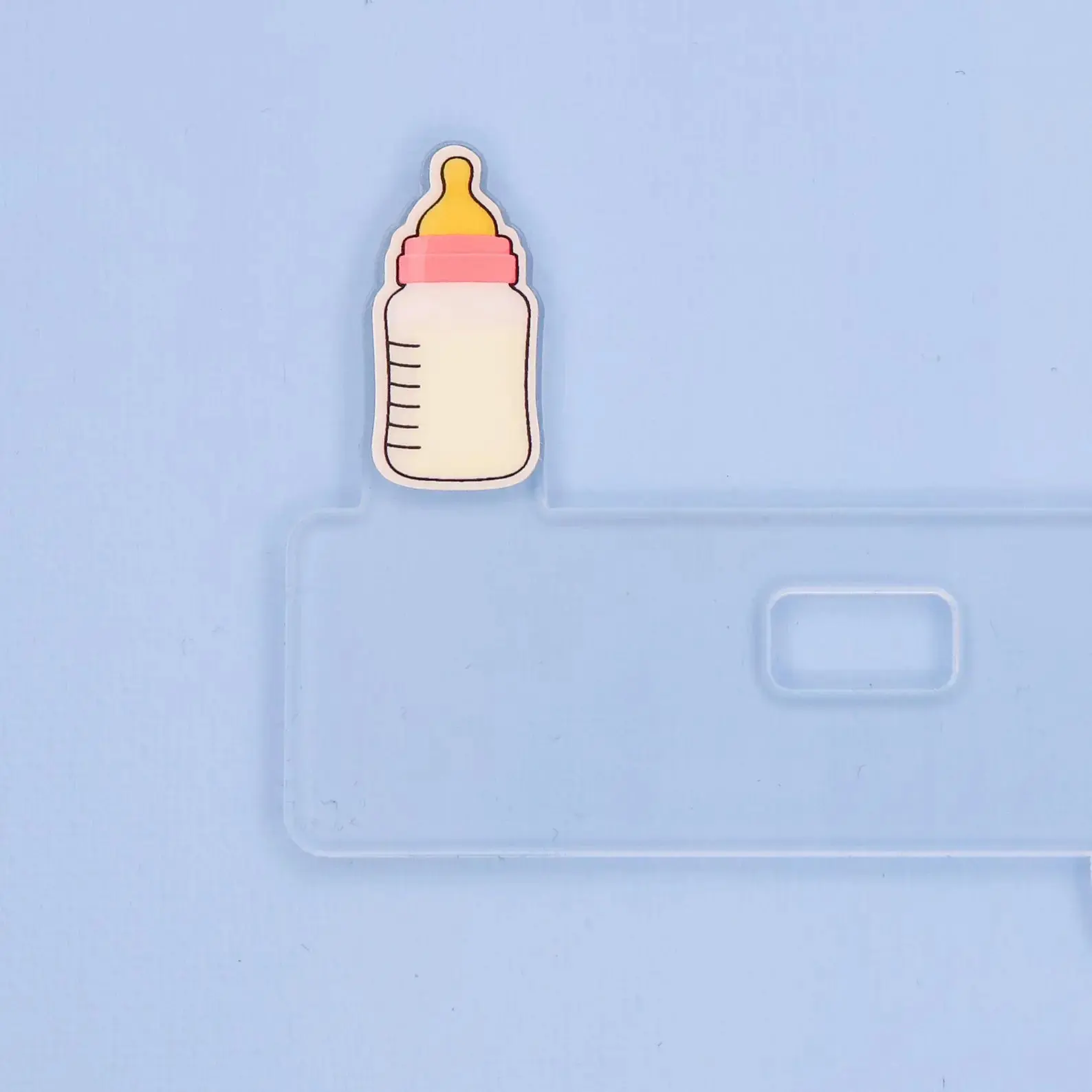 Acrylic Badge Topper - Baby Bottle Design, 3.25x2 in Balanced Fit Flair Adder for Identification Badges (Office Stationery & Supplies)