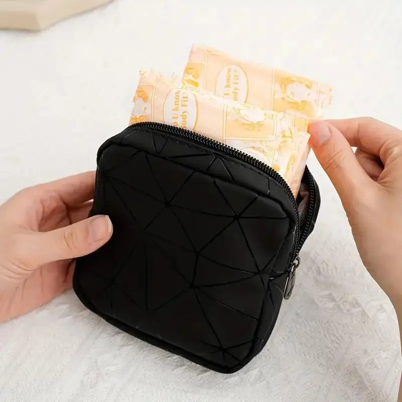 Pu Leather Period Bag, 1 Count Portable Sanitary Napkin Organizer, Storage Organizer, Pouch Organizer, Girly Bedroom Accessories Zipper Period Pouch
