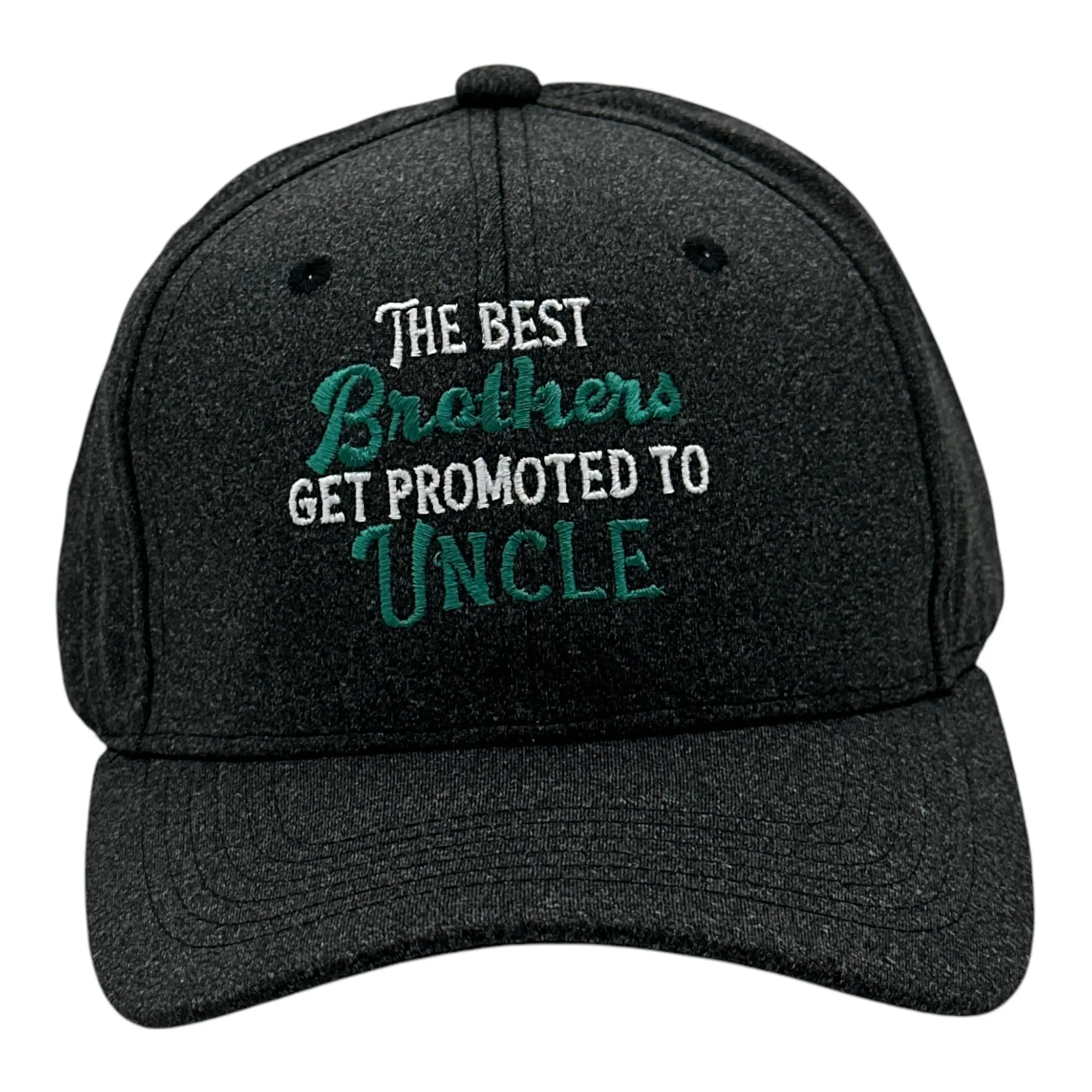 CRAZY DOG T-SHIRTS Men's Black Standard Brimmed Cap - 100 Cotton Clothing, Adjustable, UV Protection, Funny "Best Brothers Get Promoted to Uncle" Graphic Print Hat