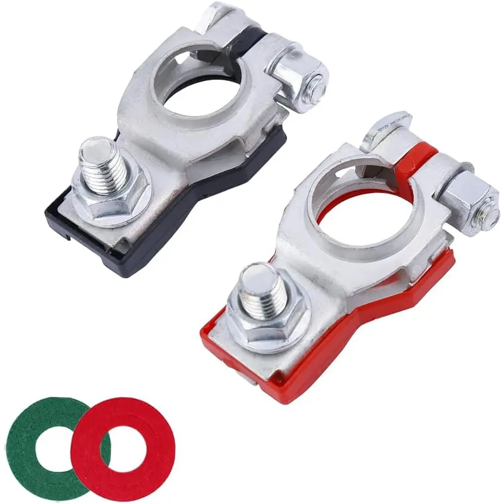 Battery Terminal Connector, Positive and Negative 1 Pair Battery Terminal Adapter Set, Top Post Battery Cable Terminal Connectors with 2 Washers, Fit for SUV Van Motorcycle