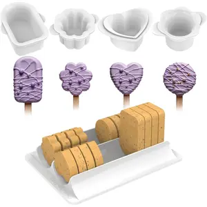 Cake Pop Cutter and Pusher with Tray - Circle Cake Pop Mold Set | Smooth & Easy-Clean Surface (4-Piece Cutter & Tray Set)