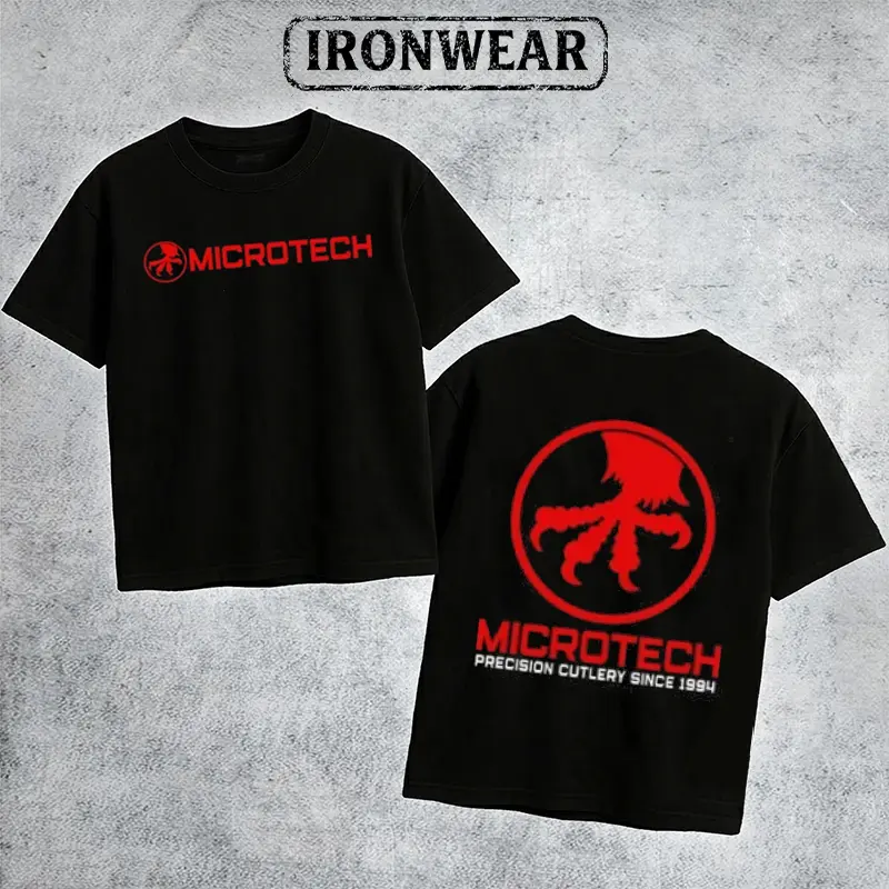 IronWear Microtech Knives Classic Logo Graphic Men's Retro Precision Cutlery Since 1994 Logo Graphic Tee Outdoor Sports Apparel Gift Men