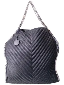 Pre-owned Stella McCartney Fabric Tote Bags Black Chevron Falabella Tote bag