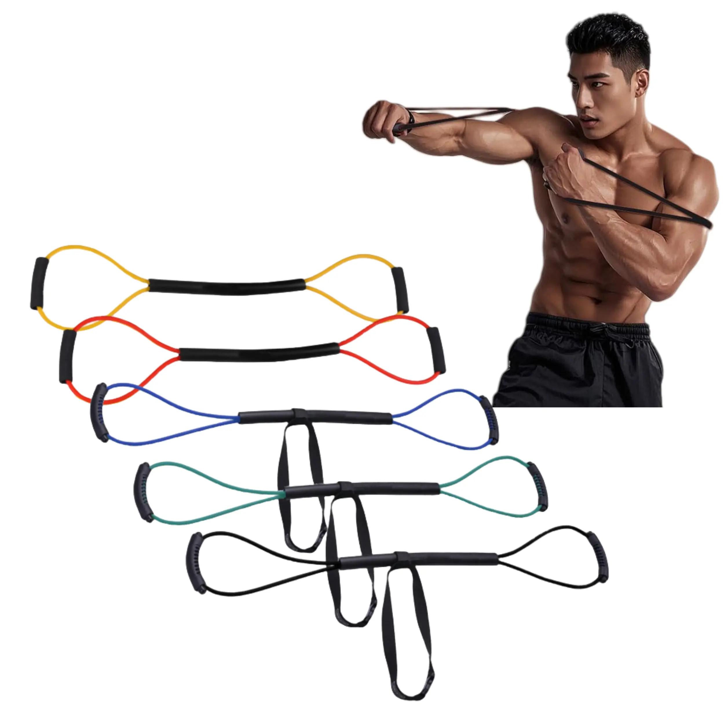 Resistance Bands Training Gear, Unisex Soft Latex Harness for Shadow Boxing, Lightweight Pull Rope for MMA Fitness and Agility Exercise, Elastic Sport Band, Arm Strength Training, Adjustable Workout