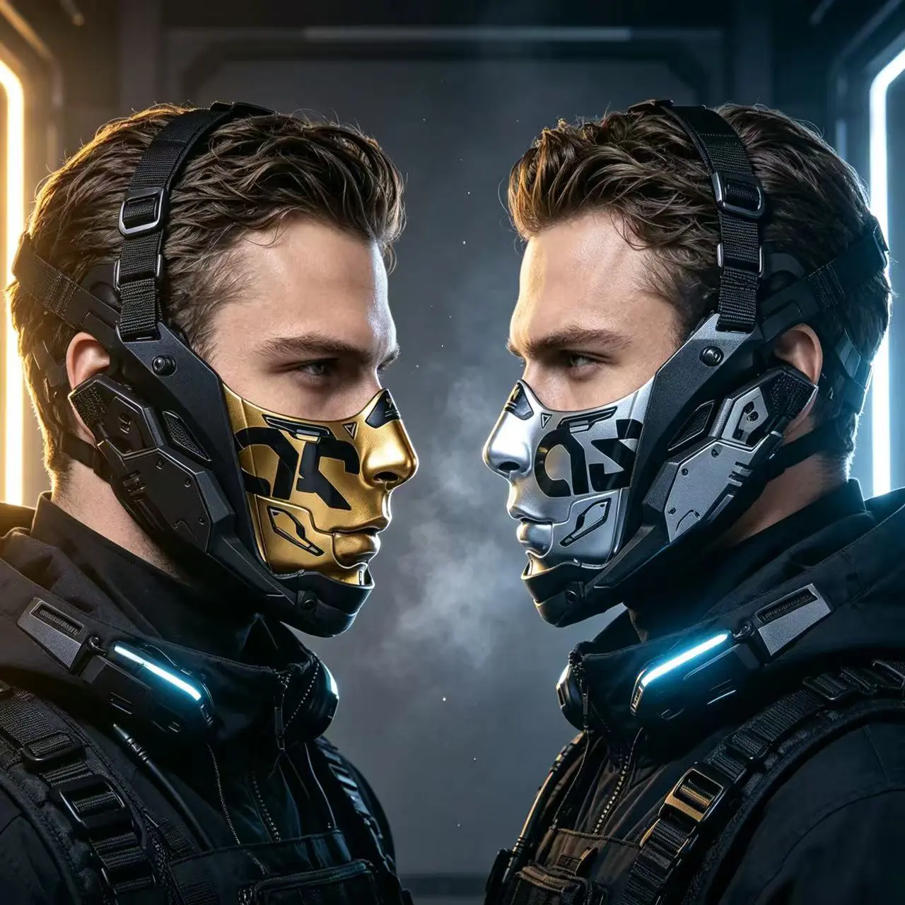 Cyberpunk Tactical Half-Face Cool Mask for  - Lightweight Props with Unique Mask Design, Futuristic Themed Headwear for Cosplay, Halloween Party Supplies (Festive & Party ) accessory adult