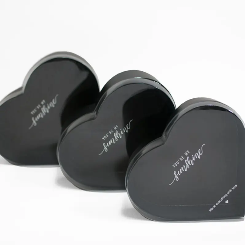 Clear Lid Heart Shape Flower Box Set of 3