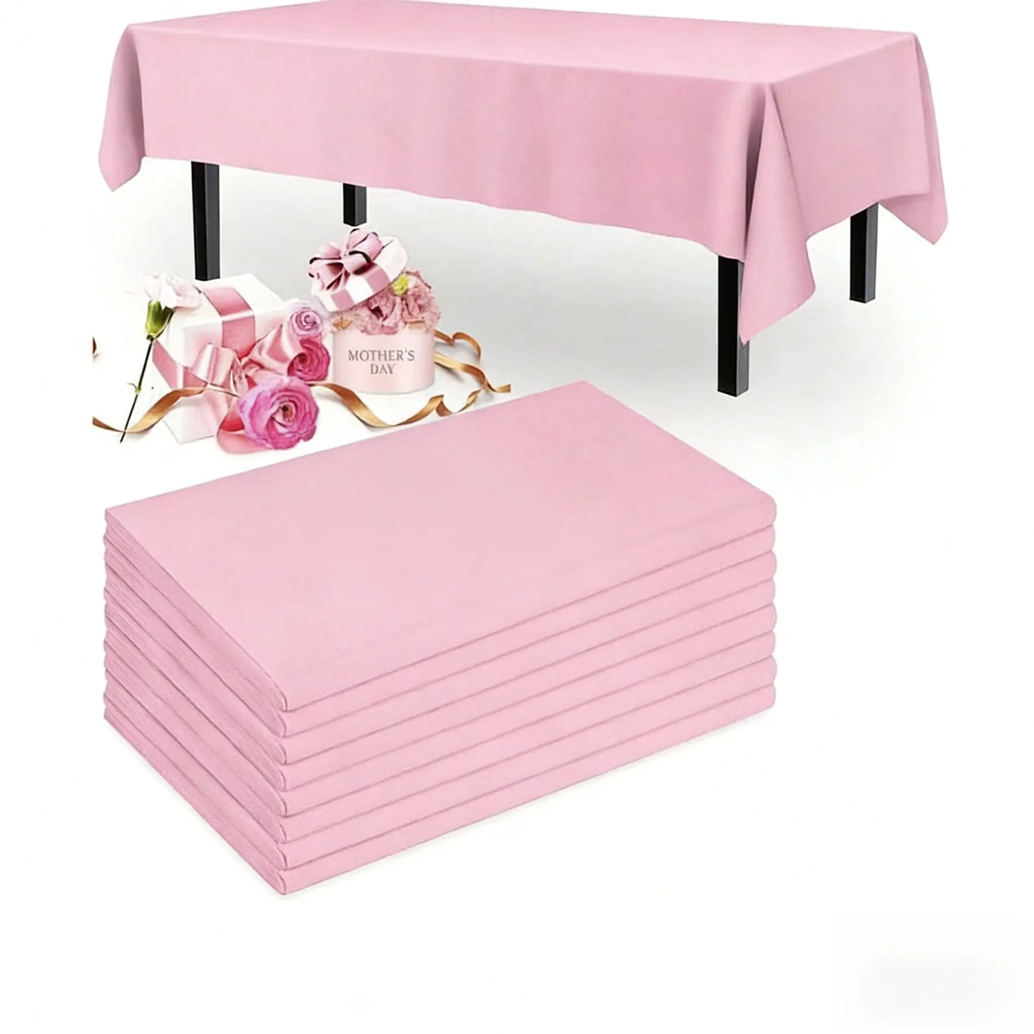 8pcs Set - Plastic Tablecloth, Fit For Rectangular Tables, Light Green Disposable Tablecloth, Waterproof Sage Green Tablecloth, Picnic Table Cover, Suitable For Birthday, Bridal Wedding, Baby Shower, Back To School, Kids School Supplies, Backpacks