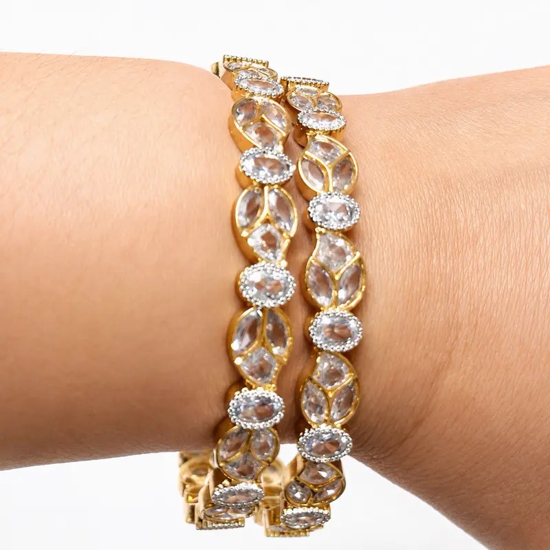 Elegant AD and Glass Stone Bangles for Women, Traditional Indian Jewelry Set for Casual, Daily, and Special Occasions