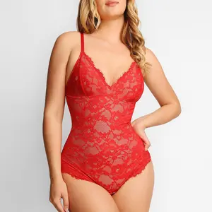Popilush Lace Smooth V-Neck Shapewear Bodysuit Official  Elegant-LIVE