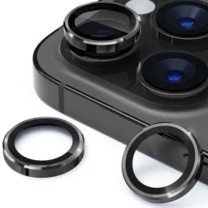 HD Transparent Camera Lens Protectors for iPhone 16, 15, 14, 13, 12, 11 Pro Max - Aluminum Alloy Circular Lens Covers