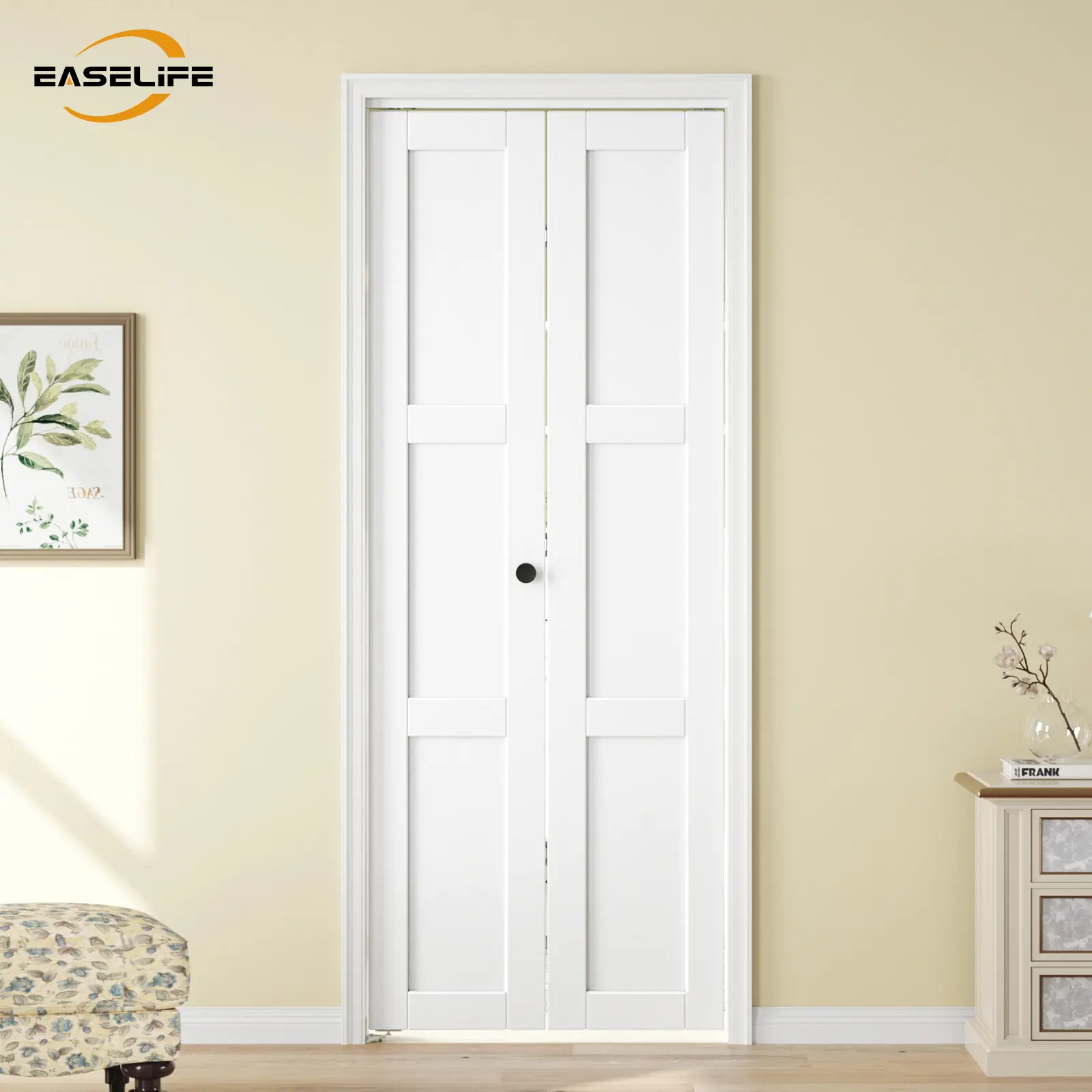 EASELIFE- Bifold Sliding Barn Door 3 Panel Manufactured Wood With Installation Hardware Kit EASELIFE- Bifold Sliding Barn Door 3 Panel Manufactured Wood With Installation Hardware Kit