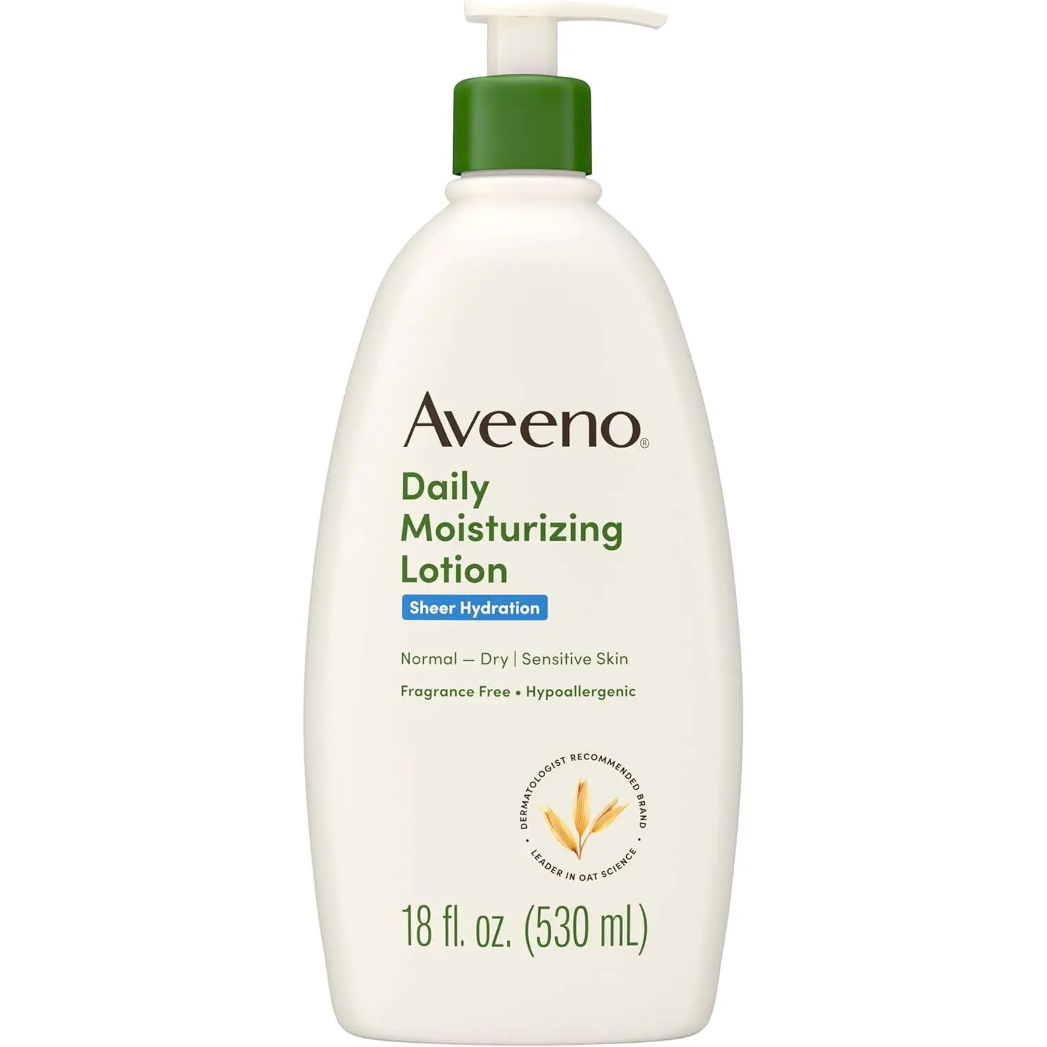 Aveeno Sheer Hydration Fragrance-Free Daily Moisturizing Lotion with Prebiotic Oat for Dry Skin, Lightweight, Fast-Absorbing Body Moisturizer Nourishes Skin with 48-hour Moisture, 18 fl. oz