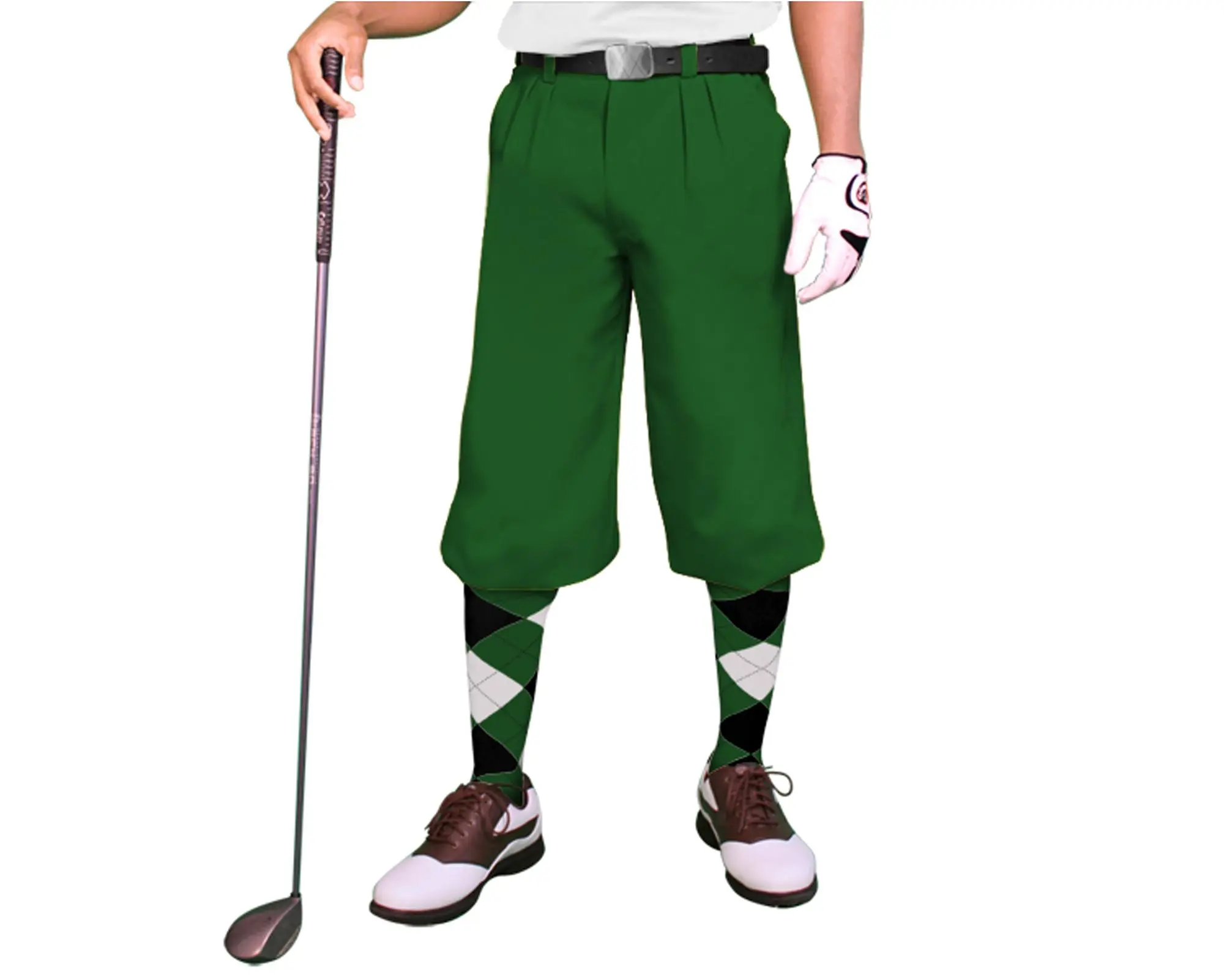 Golfknickers.com 'Par 3' Mens Dark Green Microfiber Golf Knickers