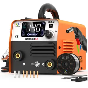 HITBOX HBM200 4 in 1 Welding Machine 220 V 140 A MIG/Lift TIG/Electrodes /Spoon Spoongun Portable Flux Core Welding without Shield Gas Wire Soldering Machine, Upgraded Handheld Welder, Connection Kit, High End Chip with IGBT Inverter, LED, Gasless Wire