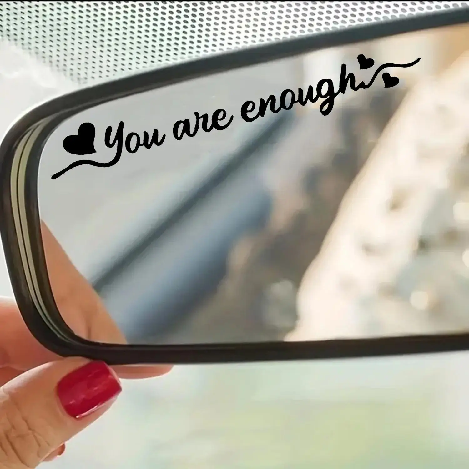 You Are Enough Letter Design Car Rearview Mirror Sticker, Fashion Car Glass Decal, Car Exterior Decoration Accessories