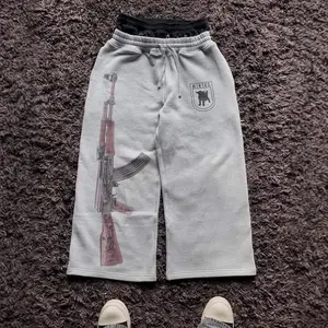 European and American double waist embroidery street folding couple sweatpants 2025 autumn new Elegant Fashion Trousers Grey