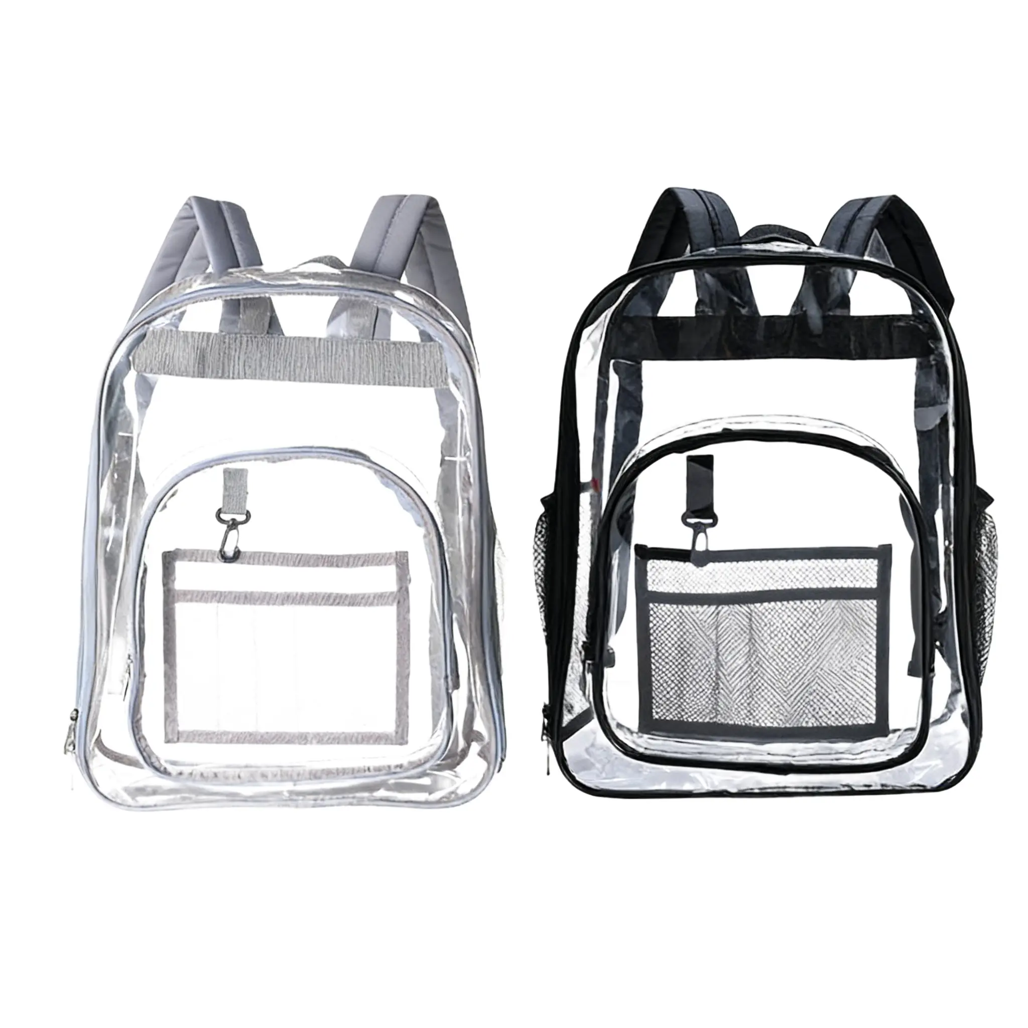 Clear Book Bag with Multi-Pockets, PVC Transparent Backpack, Reinforced Strap, Versatile Use, Ideal for Security, Sports, Work, Travel, Stadium, Multifunctional Backpack
