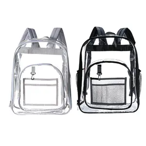 Clear Book Bag with Multi-Pockets, PVC Transparent Backpack, Reinforced Strap, Versatile Use, Ideal for Security, Sports, Work, Travel, Stadium, Multifunctional Backpack