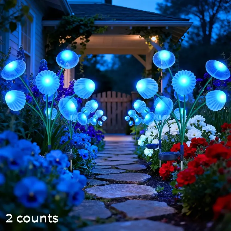Solar LED Jellyfish Mushroom Lights, Garden Landscape Lighting, Outdoor Decorative Lights, Outdoor Garden Decor, Ground Lawn Lamp, Motion Sensor Control