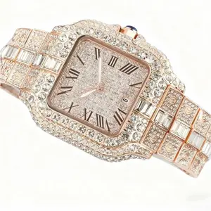 Luxury watch with C name, 18K gold.40mm square elegant dial with natural gemstones, suitable for both men and women to wear