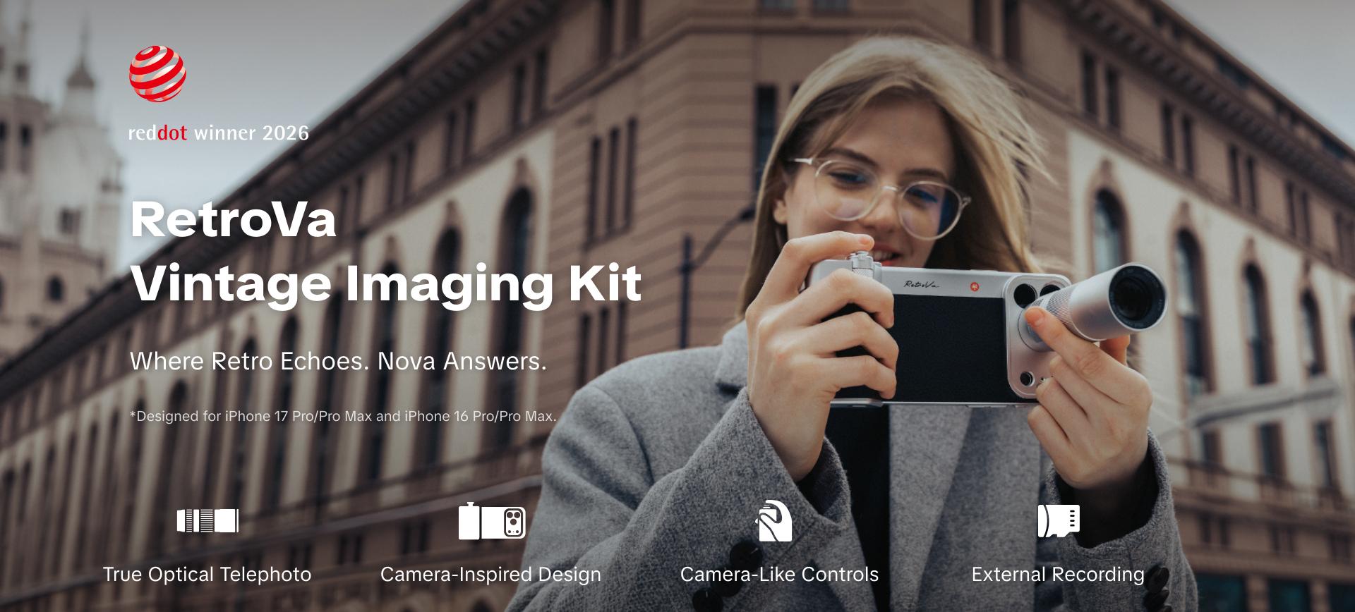 PGYTECH RetroVa Grip Kit for iPhone 17 Pro, Vintage Leather-Style Phone Case with Camera Grip, External MicroSD Recording, Bluetooth Remote Control for Photography/Daily Vloggers/Travel