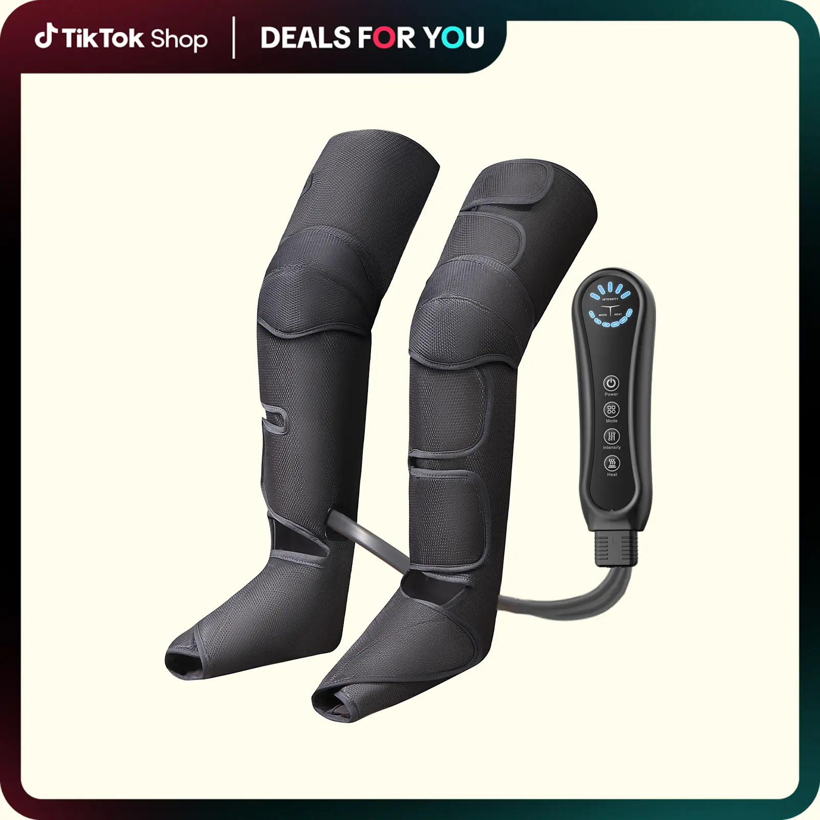 Air Compression Leg Massager with Adjustable Massage Levels, Foot & Calf Massage Machine for Circulation, Comfort & Muscle Relaxation