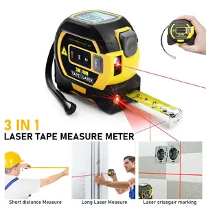 Laser steel ruler 2-in-1 digital measuring instrument with 5-meter steel ruler automatic locking without cutting hands, 40/60 meter laser, wear-resistant laser scale, anti drop and anti fall body, on-site cutting by carpenters for decoration