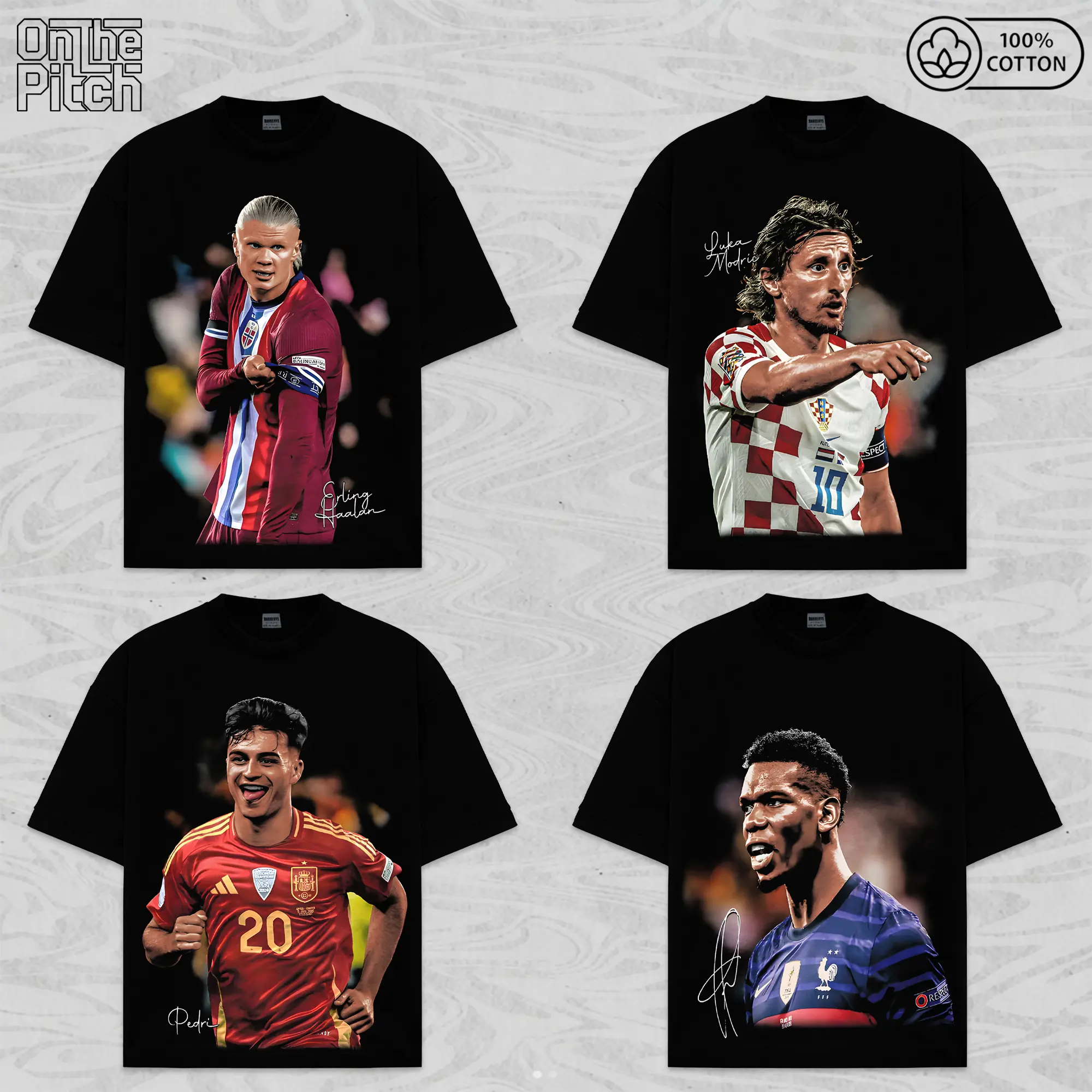 Premium The Big Tournament 2026 Star Player Tee - Haaland, Modric, Pedri, Pogba Graphic Shirt, 90s Vintage Style Soccer Apparel, Unisex Oversized Urban Streetwear, International Soccer Fan Gear