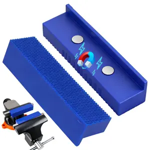 2-Piece 4.5" Magnetic Vise Jaw Pads, TPU Soft Jaw Covers with Waffle Surface, Non-Marring Protective Vise Pads for Bench Vise, Drill Press, Metalworking and Woodworking