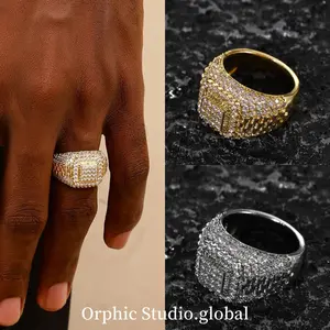 Orphic Luxurious Hip-Hop Men's Ring, Lavishly Inlaid with 5A+ Zircons for men Dutch Marquise Cut Ring Marquise Ring Stack