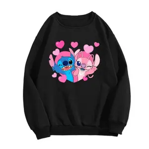 Disney Stitch 280g Crew Neck Sweatshirt in Polyester Fabric with Cute Stitch and Angel Design for Everyday Wear Soft and Durable Material