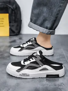 Summer hollow-out men's Casual shoes new style mesh breathable Athletic sandals lightweight closed-toe half-slipper comfortable and versatile skateboard shoes spring and autumn outdoor sports shoes sizes 39-47 available