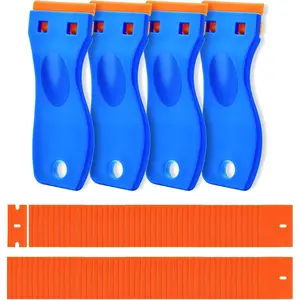 4 count Plastic Razor  Scraper and 120 count , Remove Label Decal Tool,Forwithout  Plastic Razor  Scraper, Adhesive Remover for Kitchen Appliances,Stickers and Paints on Window