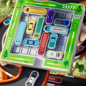 Parking Puzzler Cognitive Skill-Building Travel Game - Magnetic Car Truck Toy with Traffic Challenges, Durable Plastic,  Colorful Interlocking Pieces for Parent-Problem Solving Fun, Educational Toy, Interactive Playset