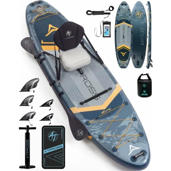 Extra Wide Inflatable Paddleboard 12'x36", Double PVC Heavy-Duty SUP with Waterproof Phone Bag, Repair Kit, Kayak Seat Kit, 500lbs Load Capacity, Stable for Beginners