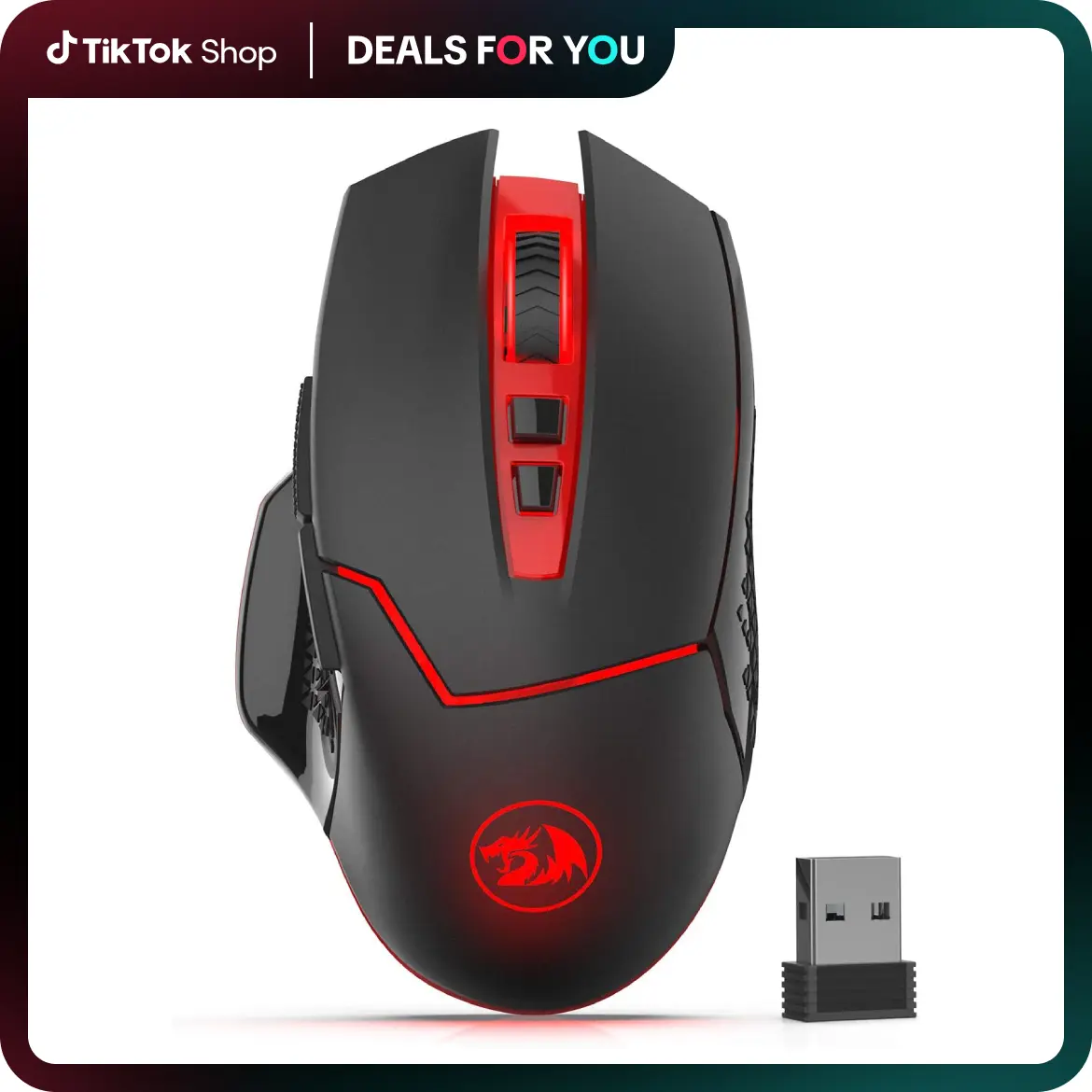 Redragon M690-1 Wireless Gaming Mouse, Computer Peripherals, 8 Buttons Including 2 Side Buttons, 2400 DPI with DPI Shifting, Ergonomic Design - Black