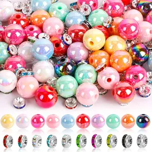 250 Pcs Beadable Pen Beads Set, 50 Focal Acrylic Beads & 200 Rhinestone Spacers, DIY Jewelry Making Supplies for Keychains & Bracelets, Diy Jewelry Accessories