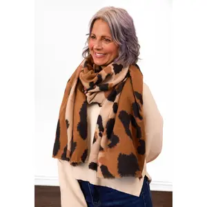 ALB Custom Women's Animal Print Large Scarf Tassel Decor Shawl Twist