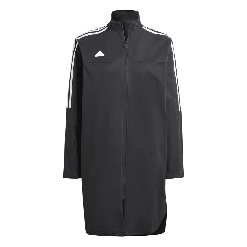 adidas Womens Tiro 3-Stripes Snap-Button Woven Coat Athletic Outerwear Casual - Black