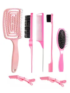7-piece wig brush set, Detangling Hairbrush, suitable for synthesizing portable wigs, doll wig styling, wig maintenance, etc.