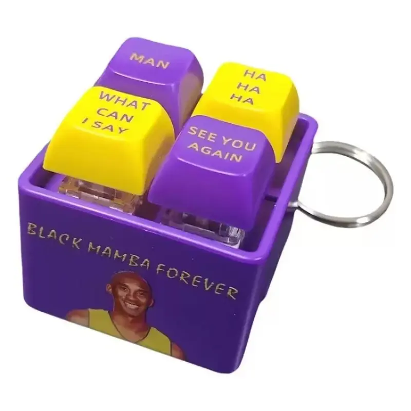 Mamba Theme 4-Key Sound Keycap Keychain Purple Gold trendy cute cool keychains Fun Collectible Gift Stylish Keychain Keychain Collectibles, Portable Keychain