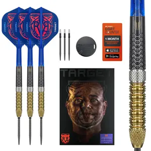 Target Darts Raymond Van Barneveld Steel Tip Generation 6 Dart Set, 21G/23G/25G | 95% Tungsten Darts, K-Flex No.2 Flights & Shafts, Swiss Chrono Points Black & SP Tool Included | Player Edition